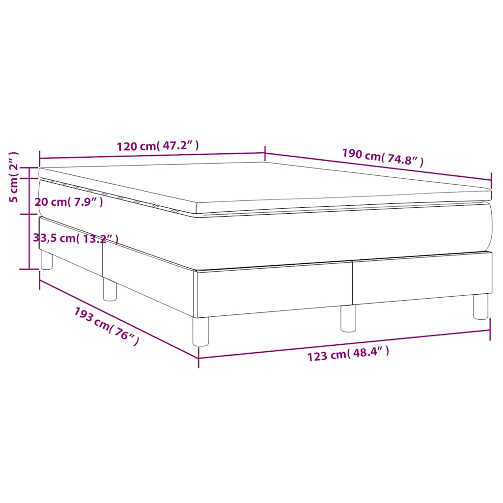 Krevet box spring s madracem tamnozeleni 120x190 cm baršunasti