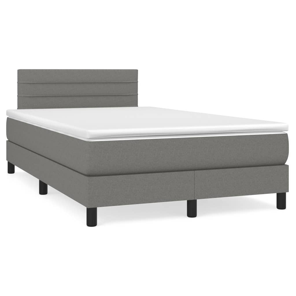 Krevet box spring s madracem tamnosivi 120 x 190 cm tkanina