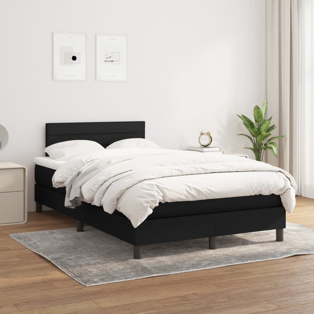 Krevet box spring s madracem crni 120 x 190 cm od tkanine