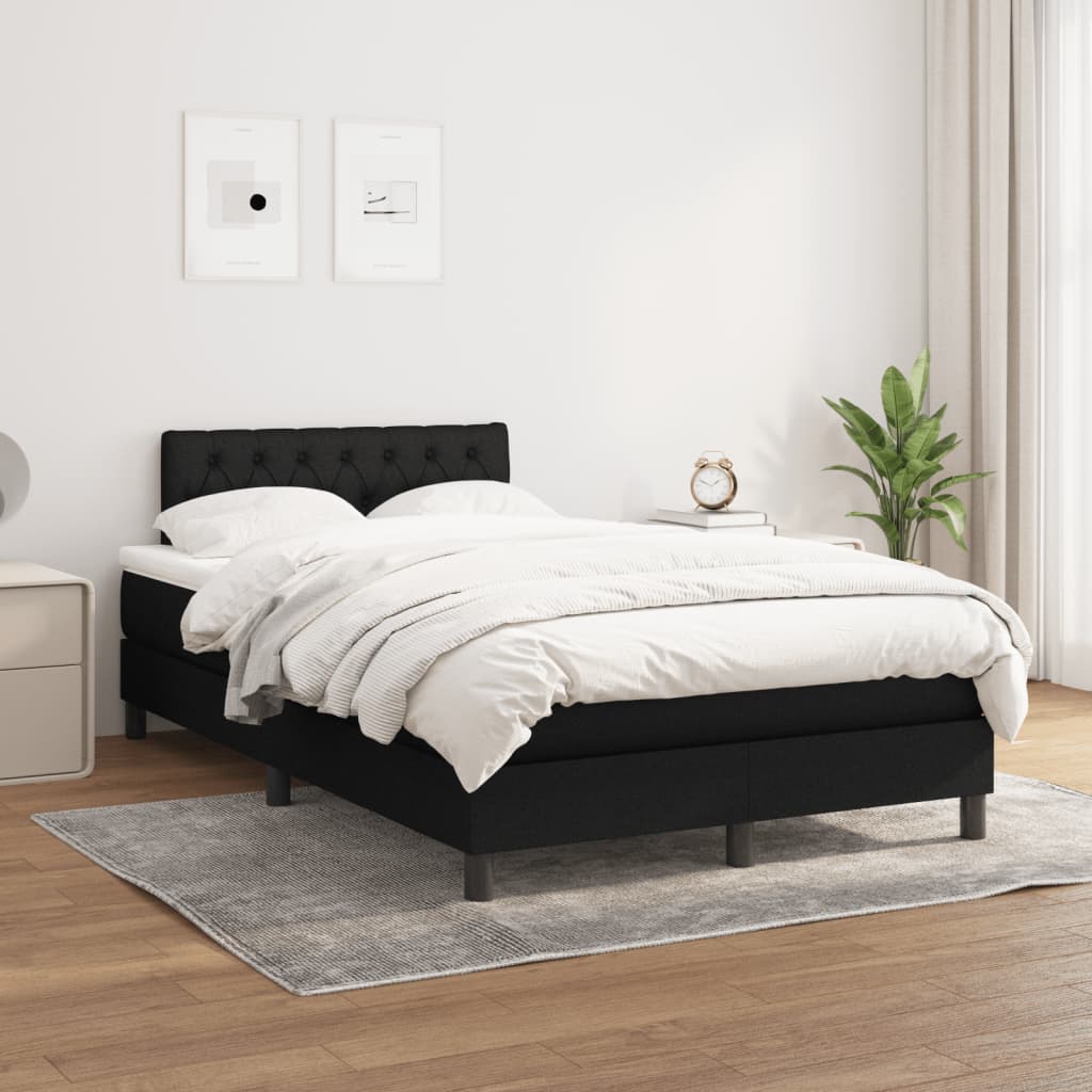 Krevet box spring s madracem crni 120 x 190 cm od tkanine