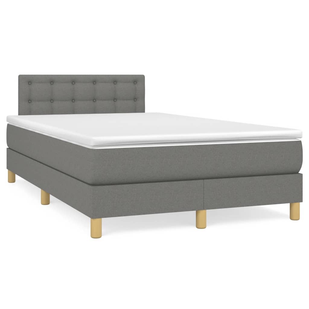 Krevet box spring s madracem tamnosivi 120 x 190 cm tkanina