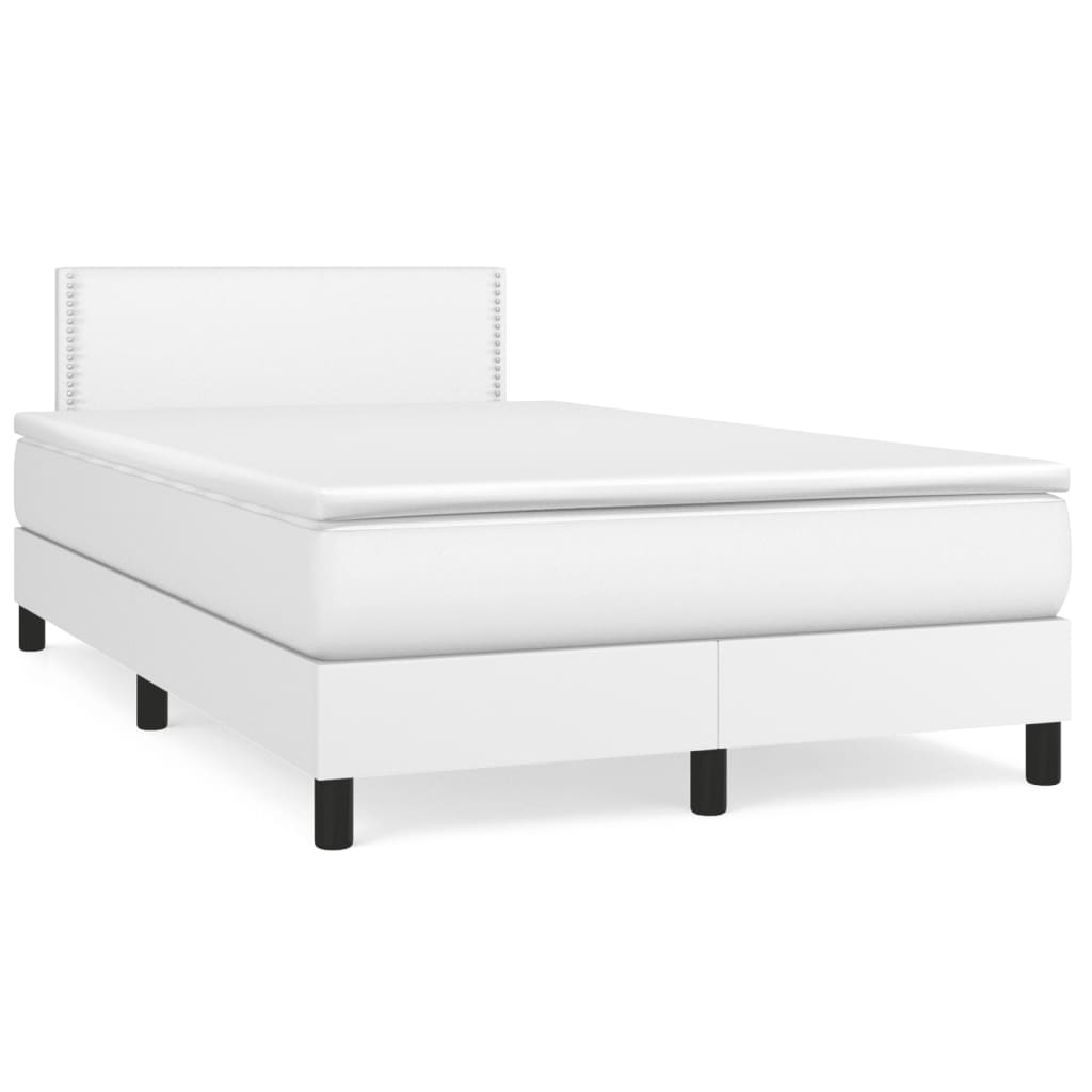 Krevet box spring s madracem bijeli 120x190 cm od umjetne kože