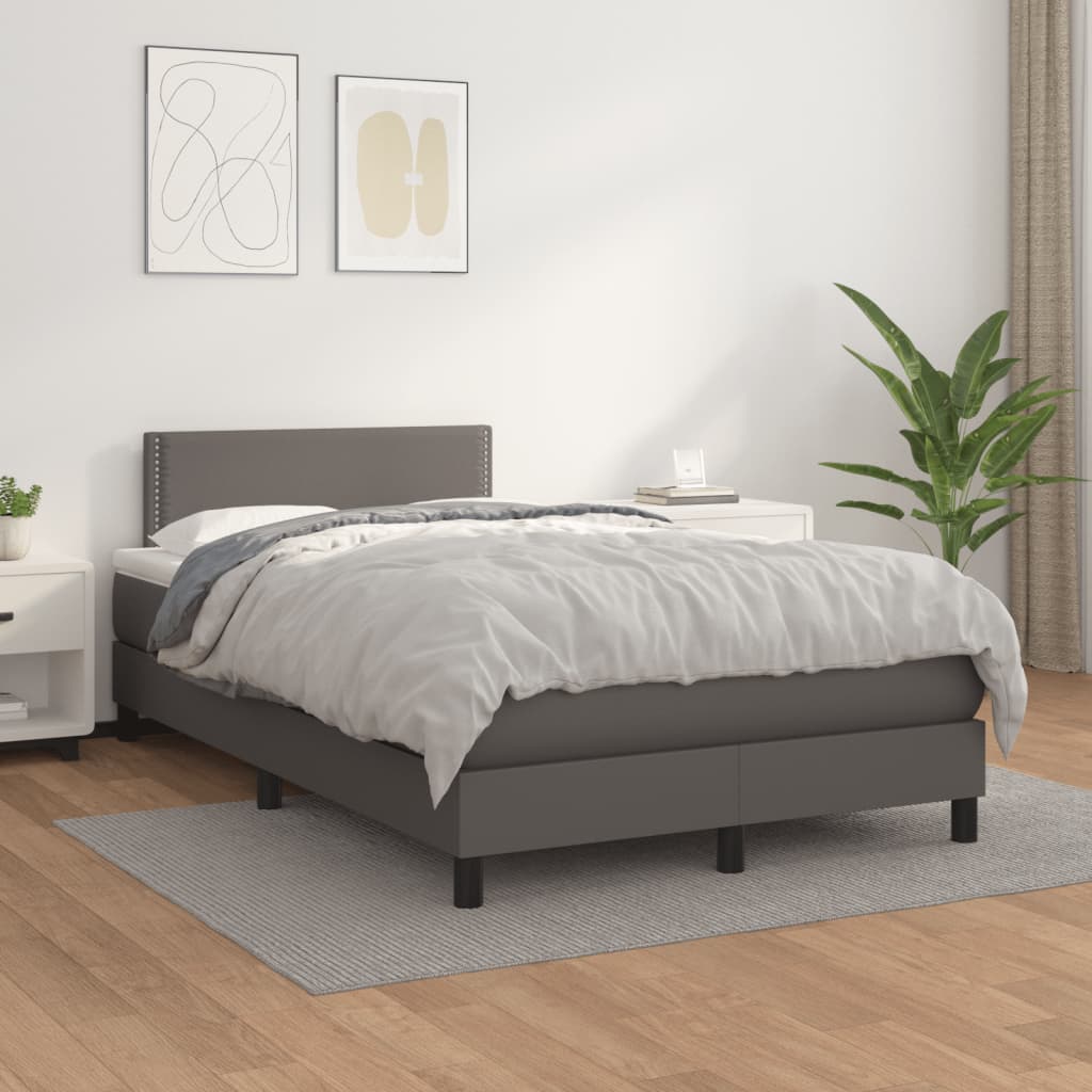 Krevet s oprugama i madracem sivi 120x190 cm od umjetne kože