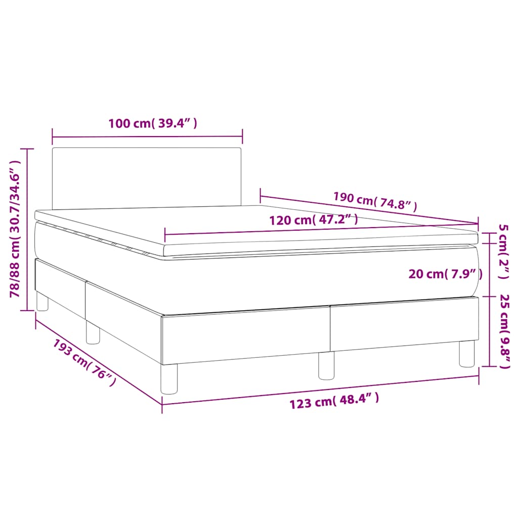 Krevet box spring s madracem crni 120 x 190 cm baršunasti