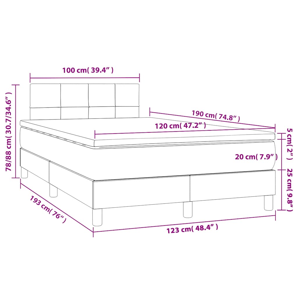 Krevet box spring s madracem crni 120 x 190 cm baršunasti