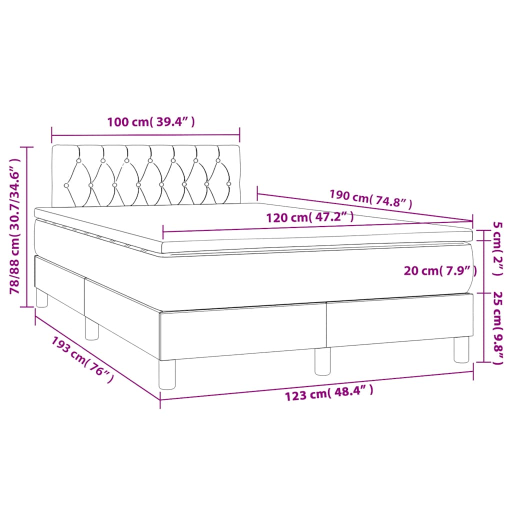 Krevet box spring s madracem crni 120 x 190 cm baršunasti