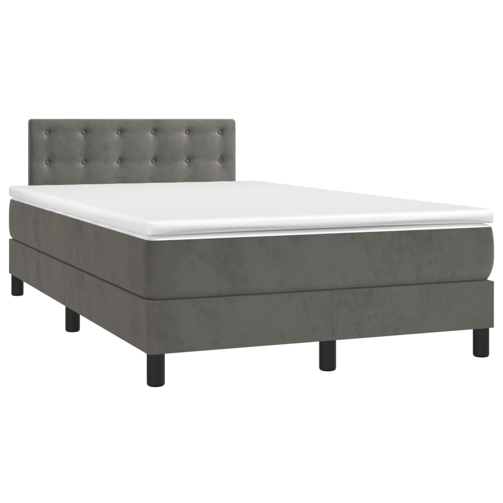 Krevet box spring s madracem tamnosivi 120 x 190 cm baršun