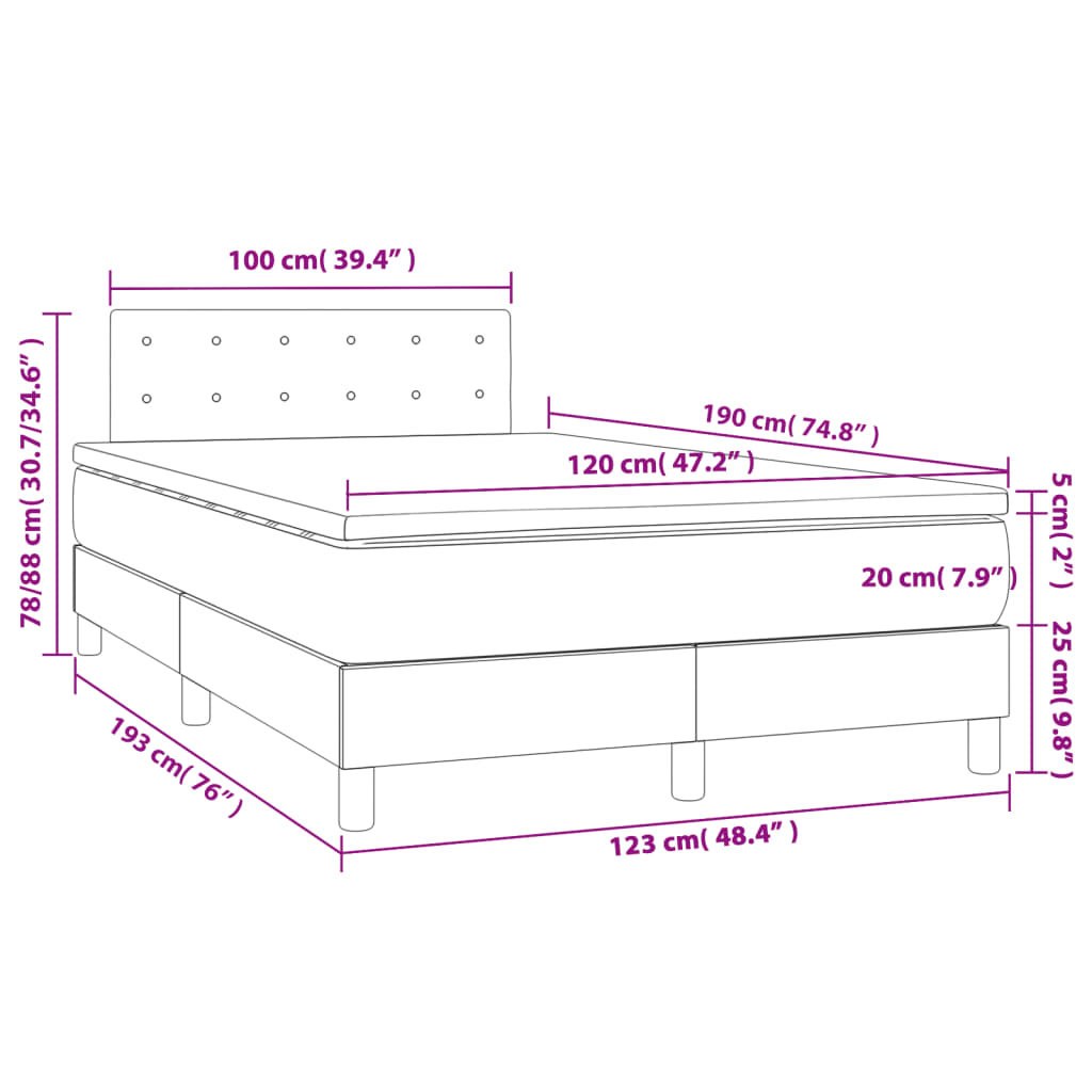 Krevet box spring s madracem crni 120 x 190 cm baršunasti
