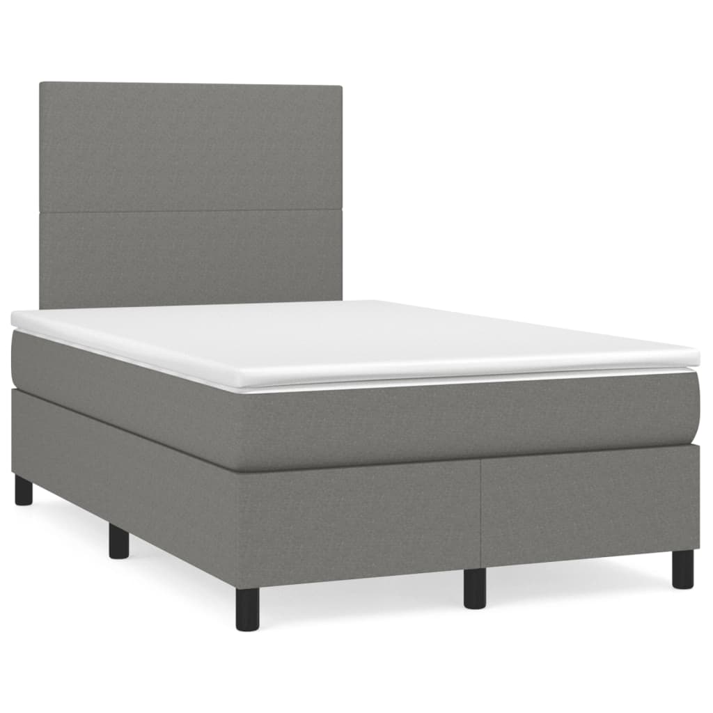 Krevet box spring s madracem tamnosivi 120 x 190 cm tkanina