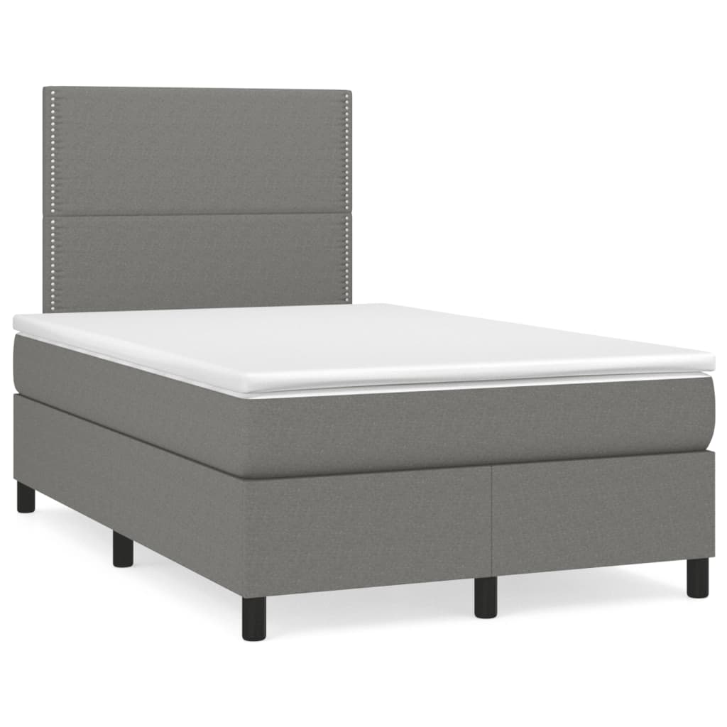 Krevet box spring s madracem tamnosivi 120 x 190 cm tkanina