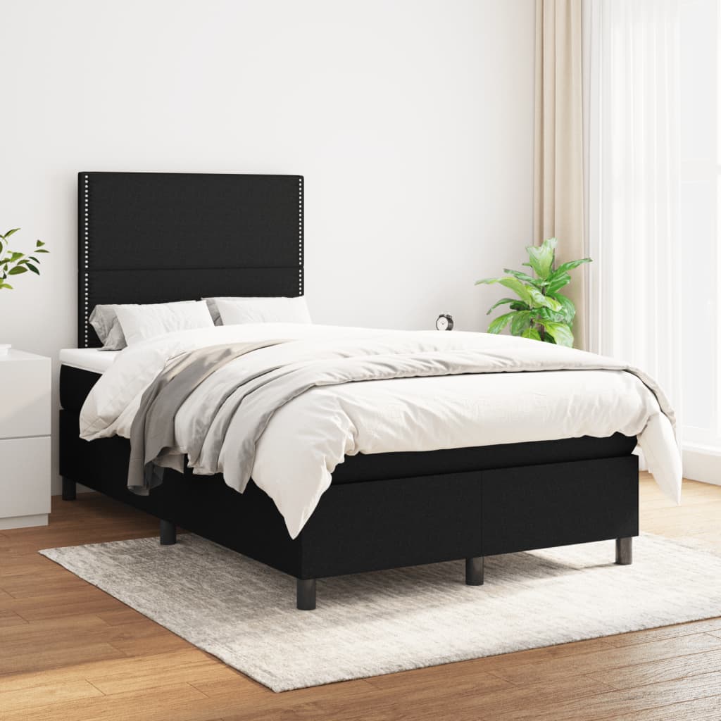 Krevet box spring s madracem crni 120 x 190 cm od tkanine