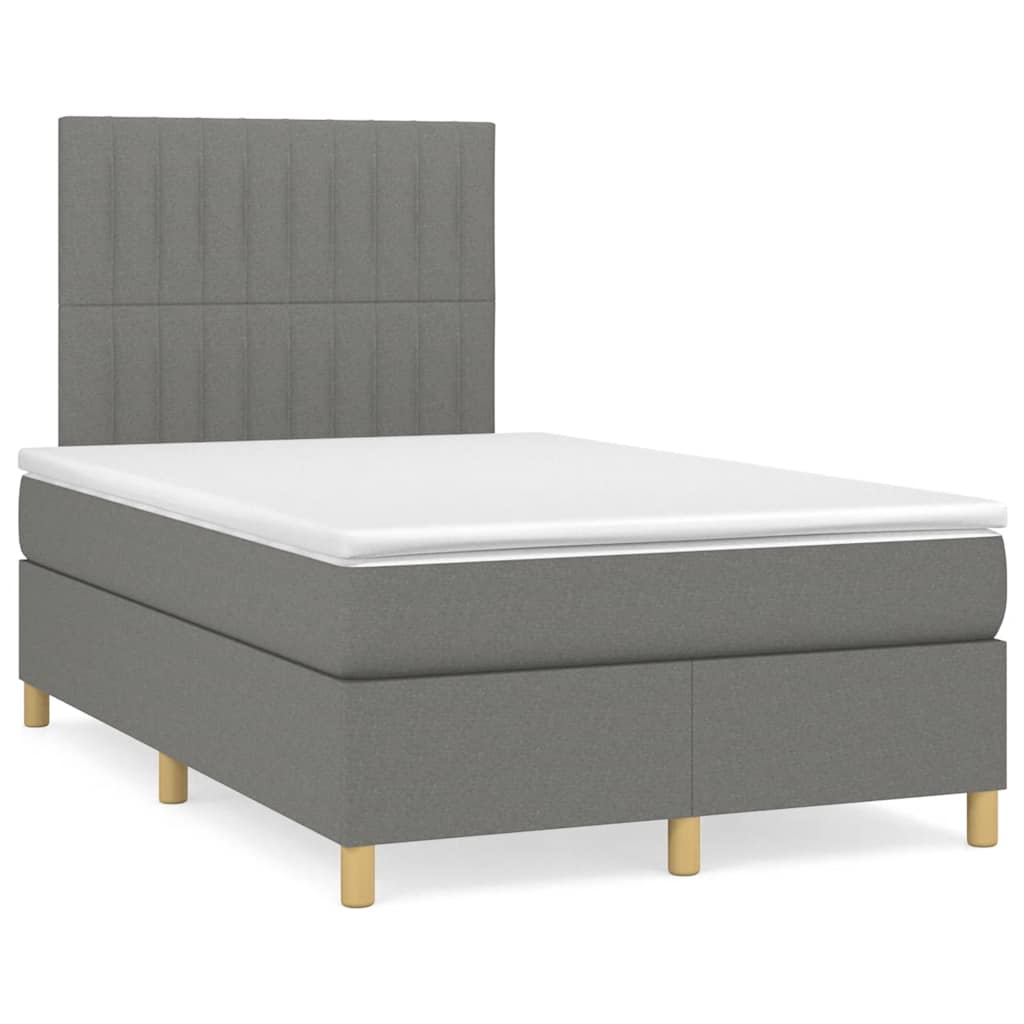 Krevet box spring s madracem tamnosivi 120 x 190 cm tkanina
