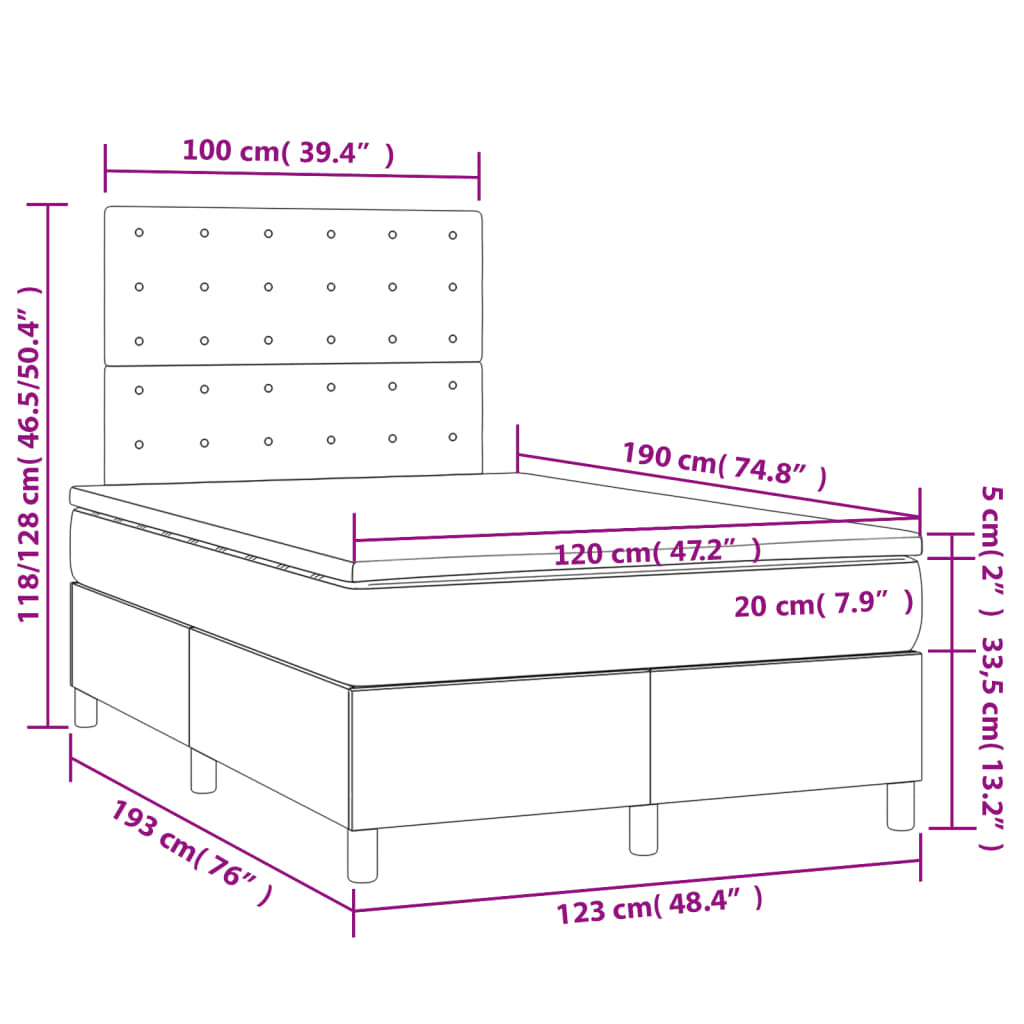 Krevet box spring s madracem bijeli 120x190 cm od umjetne kože