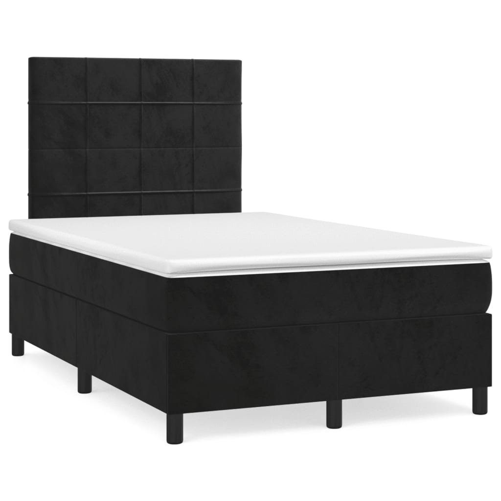 Krevet box spring s madracem crni 120 x 190 cm baršunasti