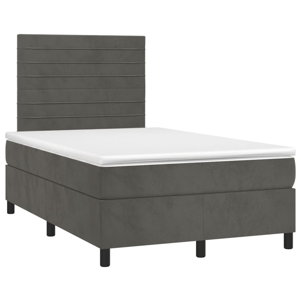 Krevet box spring s madracem tamnosivi 120 x 190 cm baršun