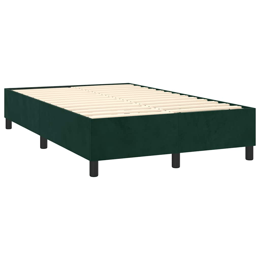 Krevet box spring s madracem tamnozeleni 120x190 cm baršunasti