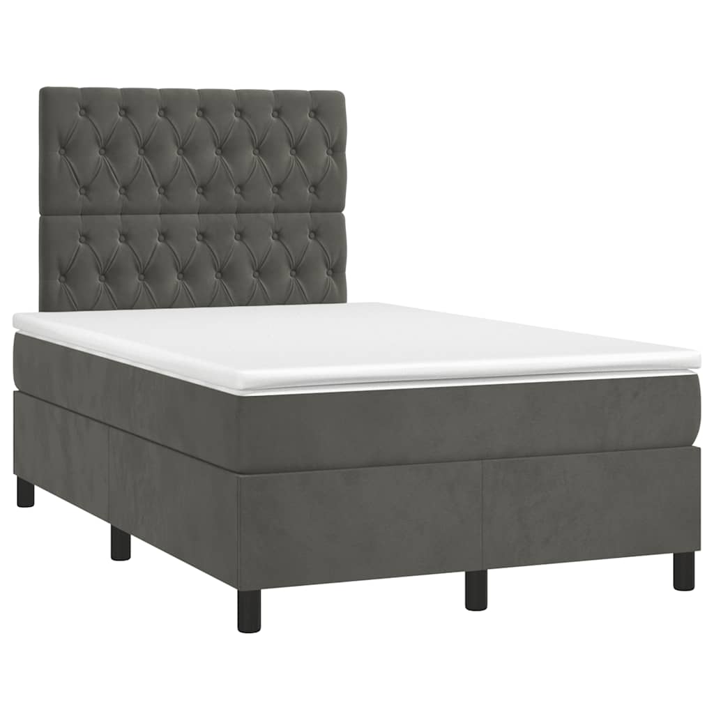 Krevet box spring s madracem tamnosivi 120 x 190 cm baršun