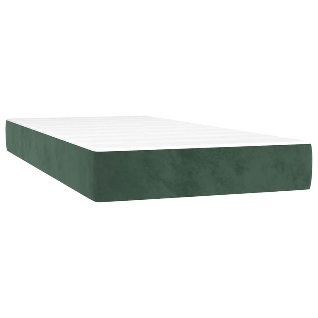 Krevet box spring s madracem tamnozeleni 120x190 cm baršunasti