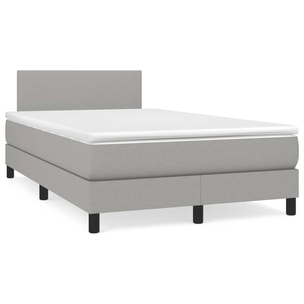Krevet s oprugama i madracem LED svjetlosivi 120x190 cm tkanina