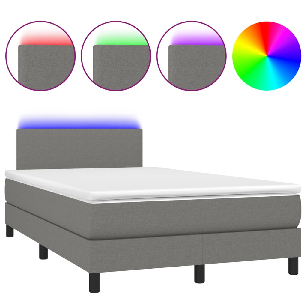 Krevet box spring s madracem LED tamnosivi 120 x 190 cm tkanina