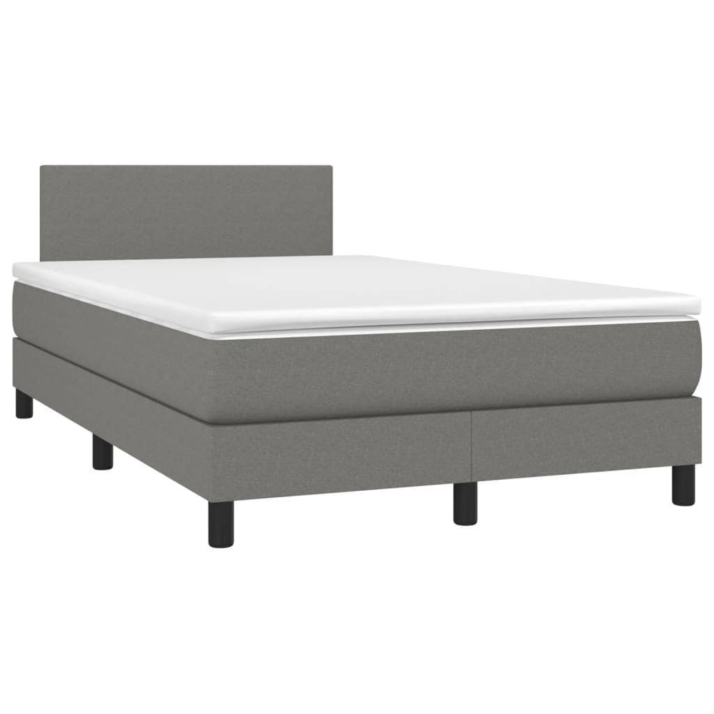 Krevet box spring s madracem LED tamnosivi 120 x 190 cm tkanina