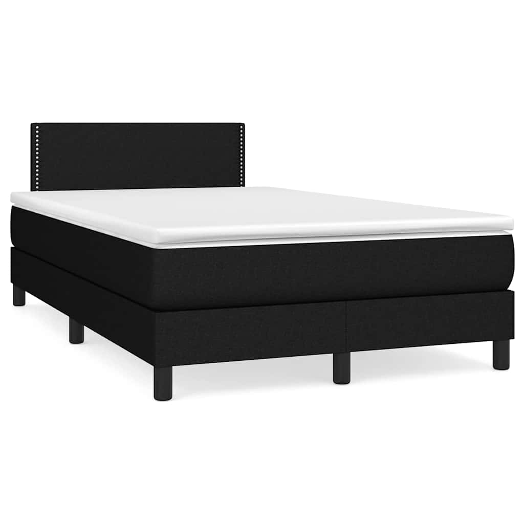 Krevet box spring s madracem LED crni 120 x 190 cm od tkanine