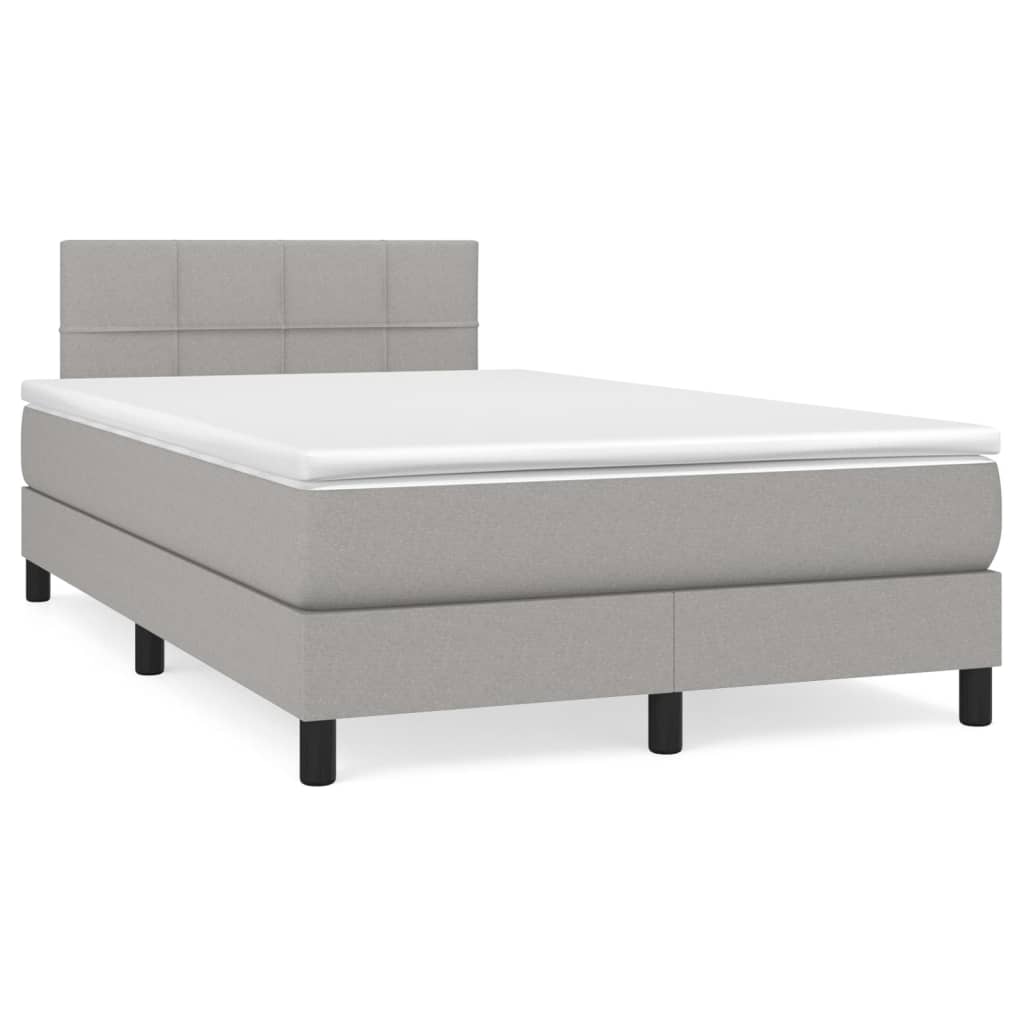 Krevet s oprugama i madracem LED svjetlosivi 120x190 cm tkanina