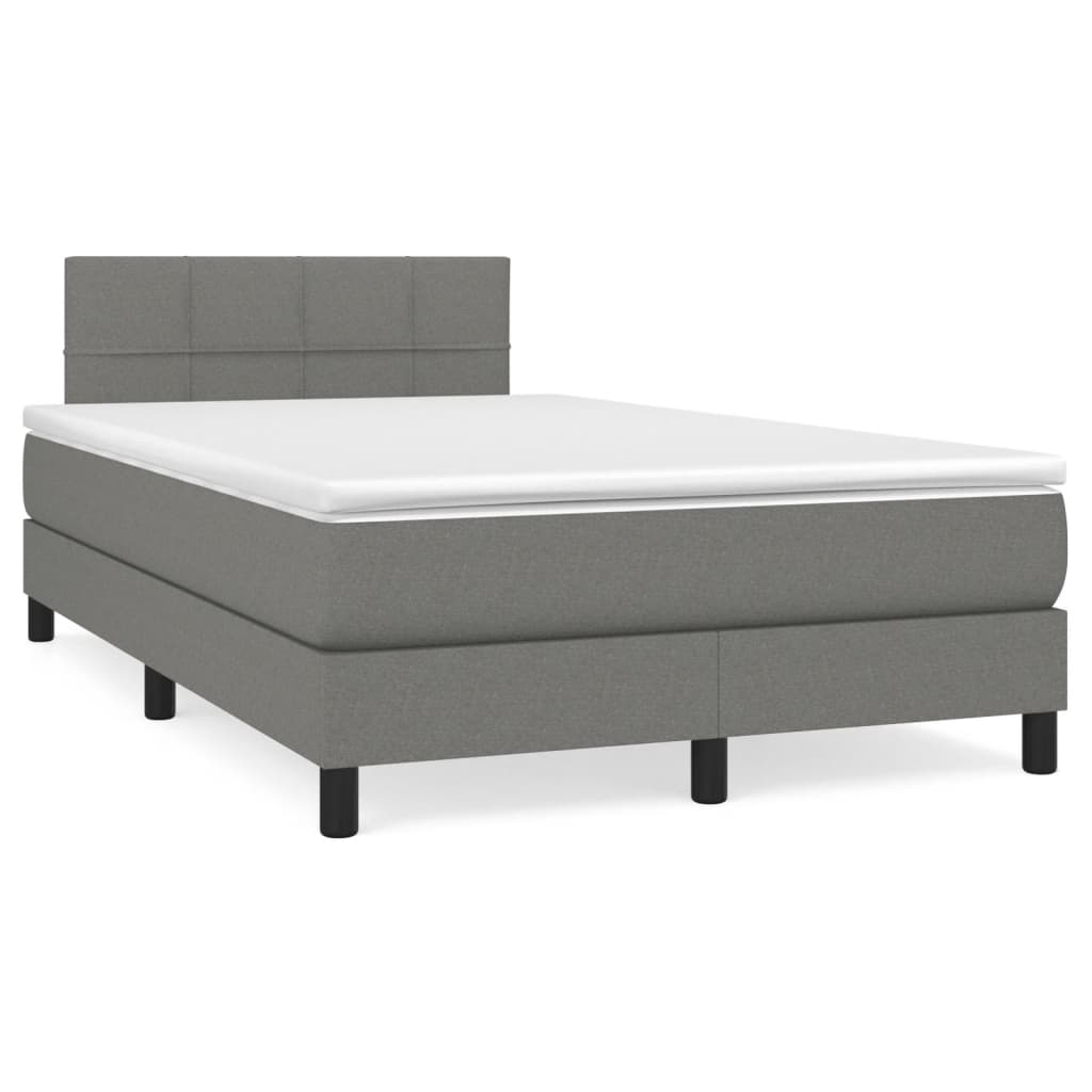 Krevet box spring s madracem LED tamnosivi 120 x 190 cm tkanina
