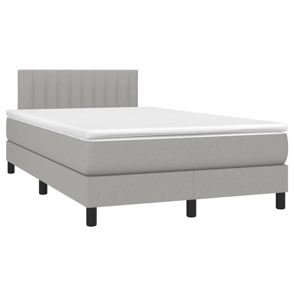 Krevet s oprugama i madracem LED svjetlosivi 120x190 cm tkanina
