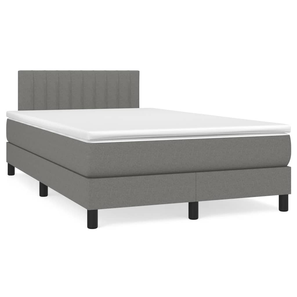 Krevet box spring s madracem LED tamnosivi 120 x 190 cm tkanina