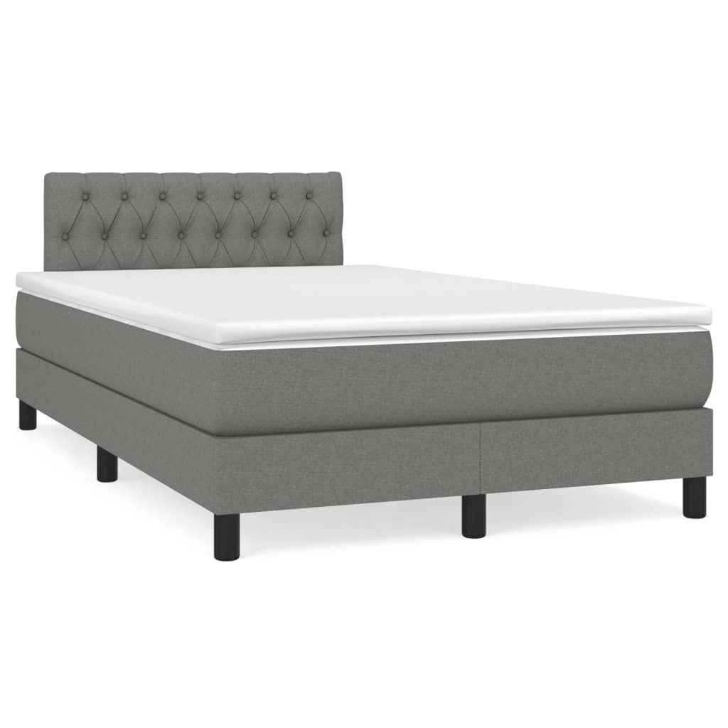 Krevet box spring s madracem LED tamnosivi 120 x 190 cm tkanina