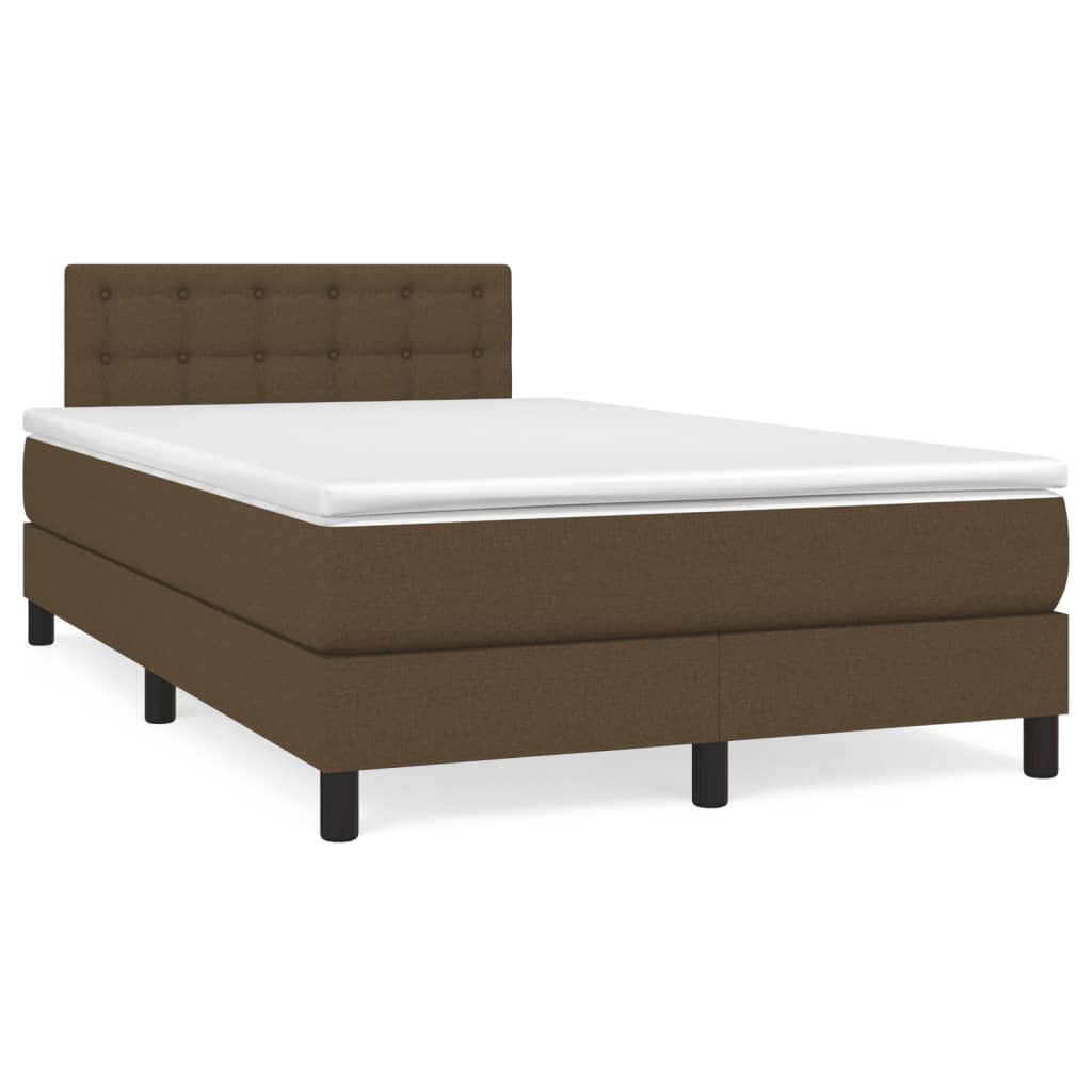 Krevet s oprugama i madracem LED tamnosmeđi 120x190 cm tkanina