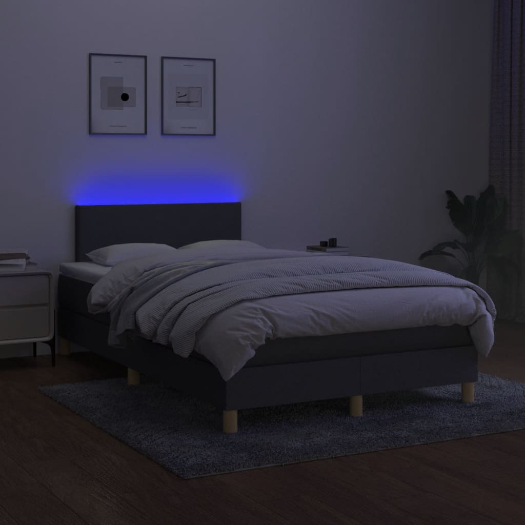 Krevet box spring s madracem LED tamnosivi 120 x 190 cm tkanina