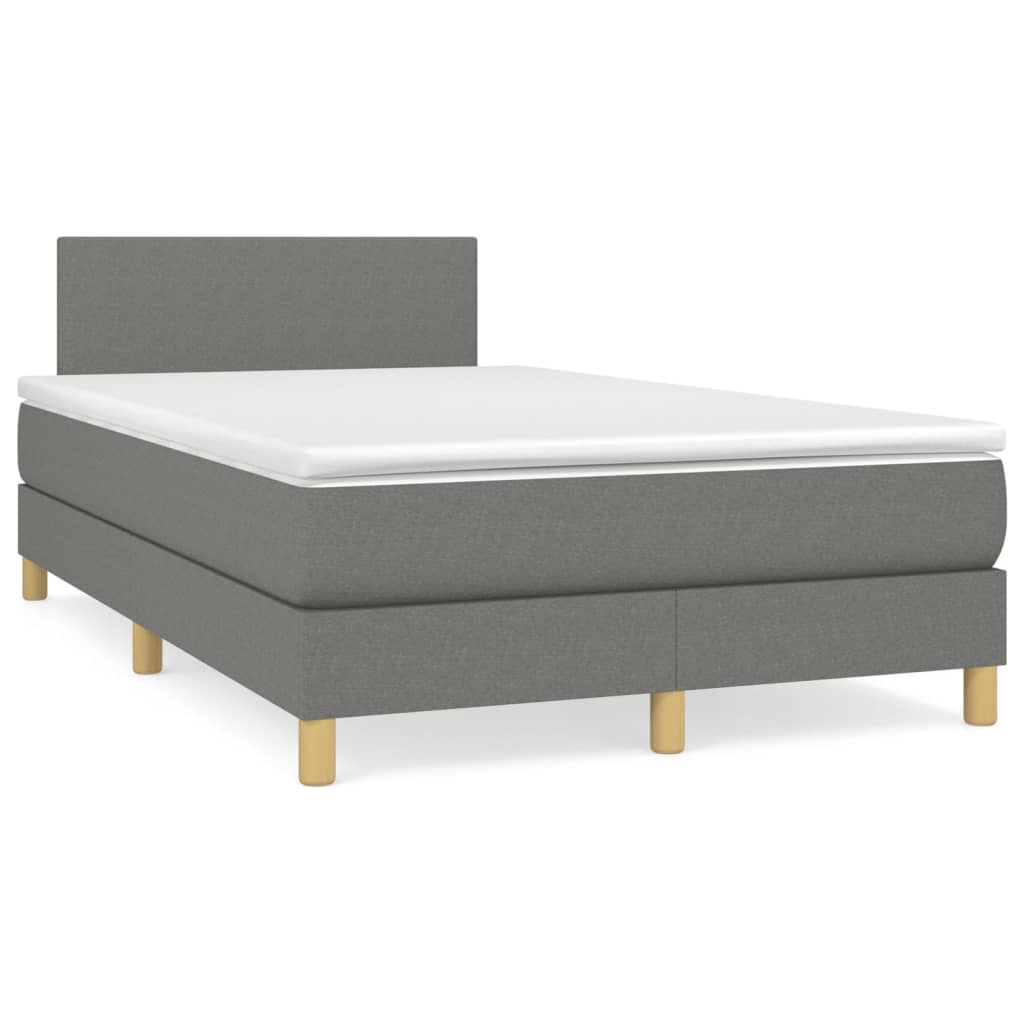 Krevet box spring s madracem LED tamnosivi 120 x 190 cm tkanina