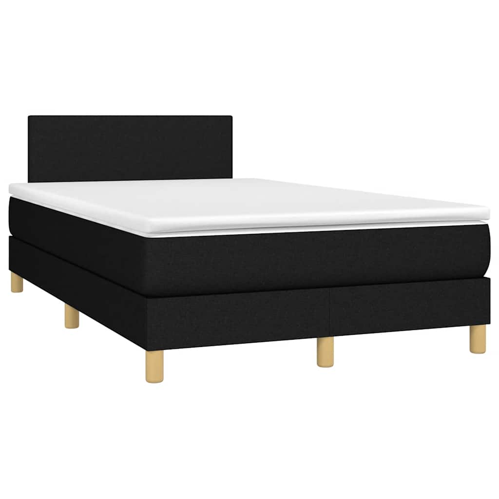Krevet box spring s madracem LED crni 120 x 190 cm od tkanine