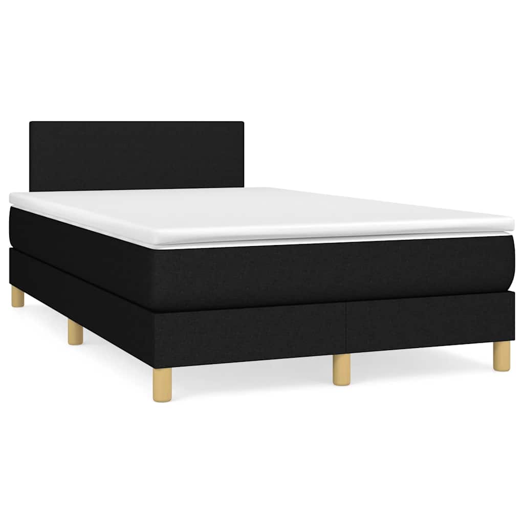 Krevet box spring s madracem LED crni 120 x 190 cm od tkanine