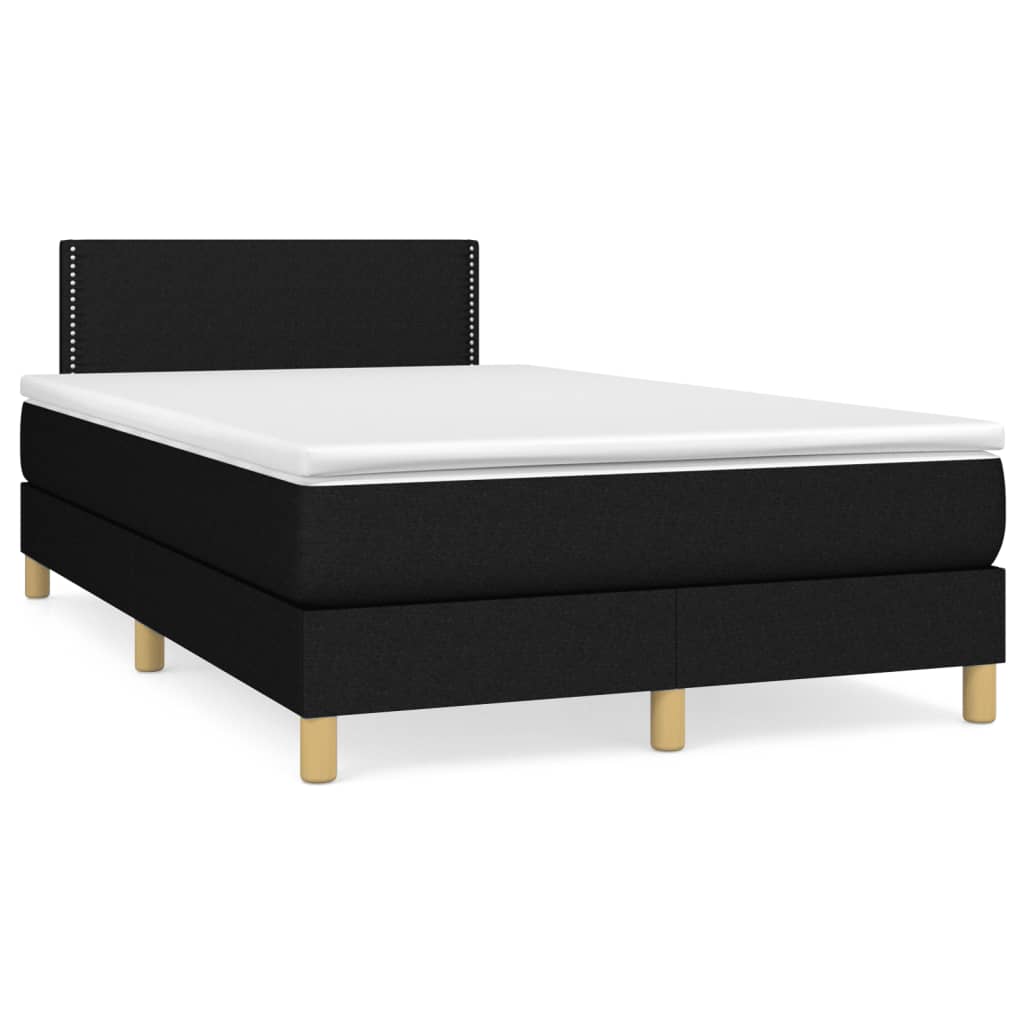 Krevet box spring s madracem LED crni 120 x 190 cm od tkanine