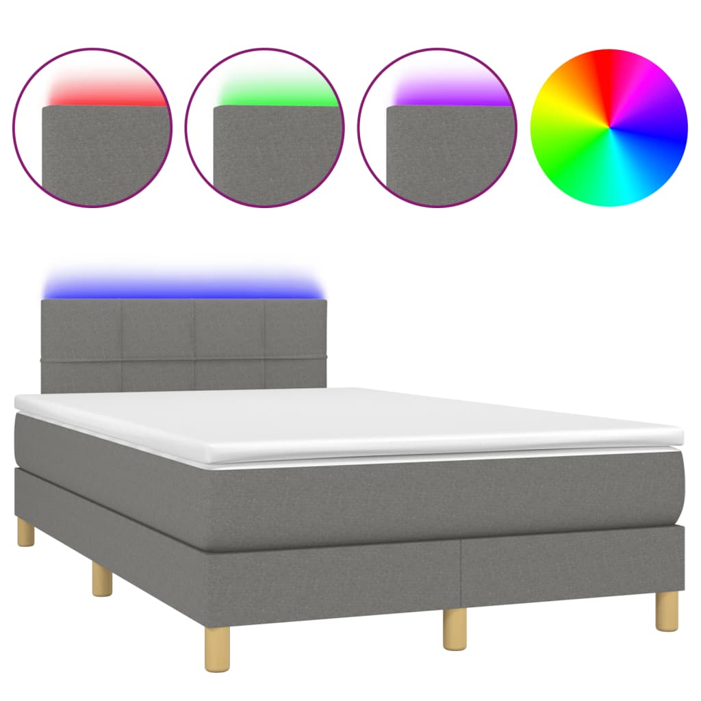 Krevet box spring s madracem LED tamnosivi 120 x 190 cm tkanina
