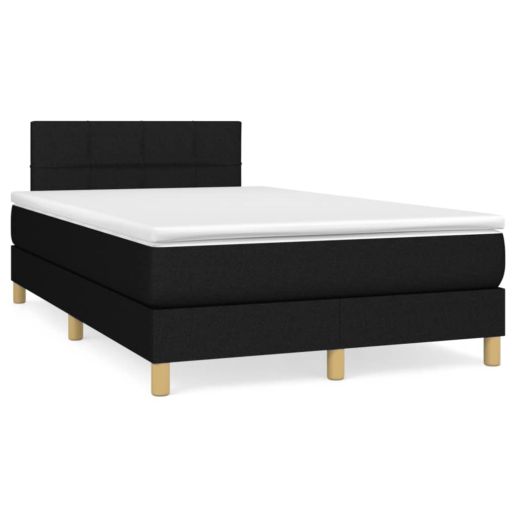 Krevet box spring s madracem LED crni 120 x 190 cm od tkanine