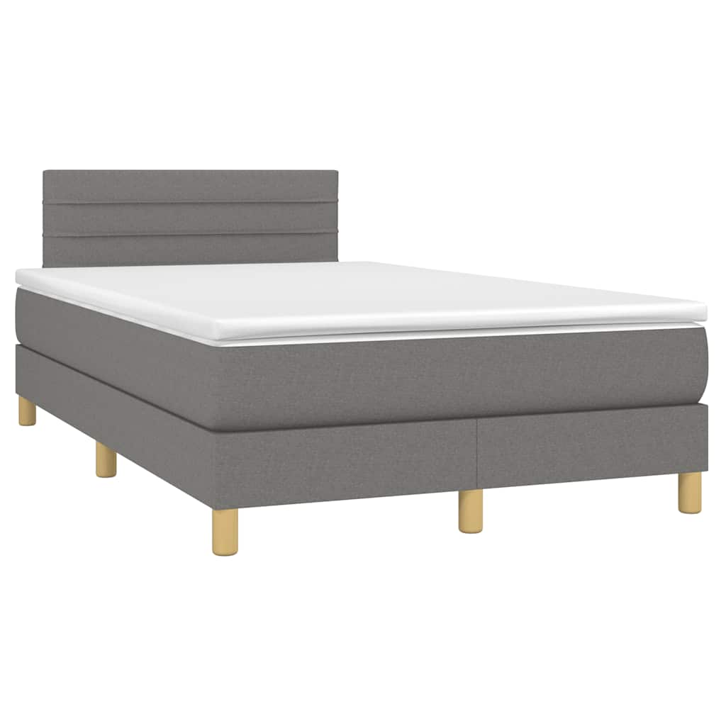 Krevet box spring s madracem LED tamnosivi 120 x 190 cm tkanina