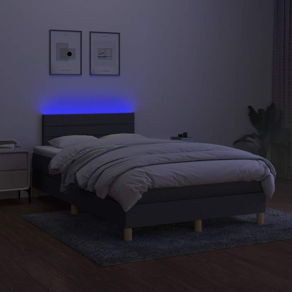 Krevet box spring s madracem LED tamnosivi 120 x 190 cm tkanina