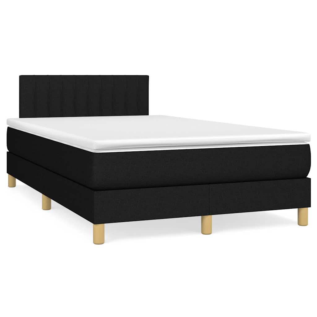 Krevet box spring s madracem LED crni 120 x 190 cm od tkanine