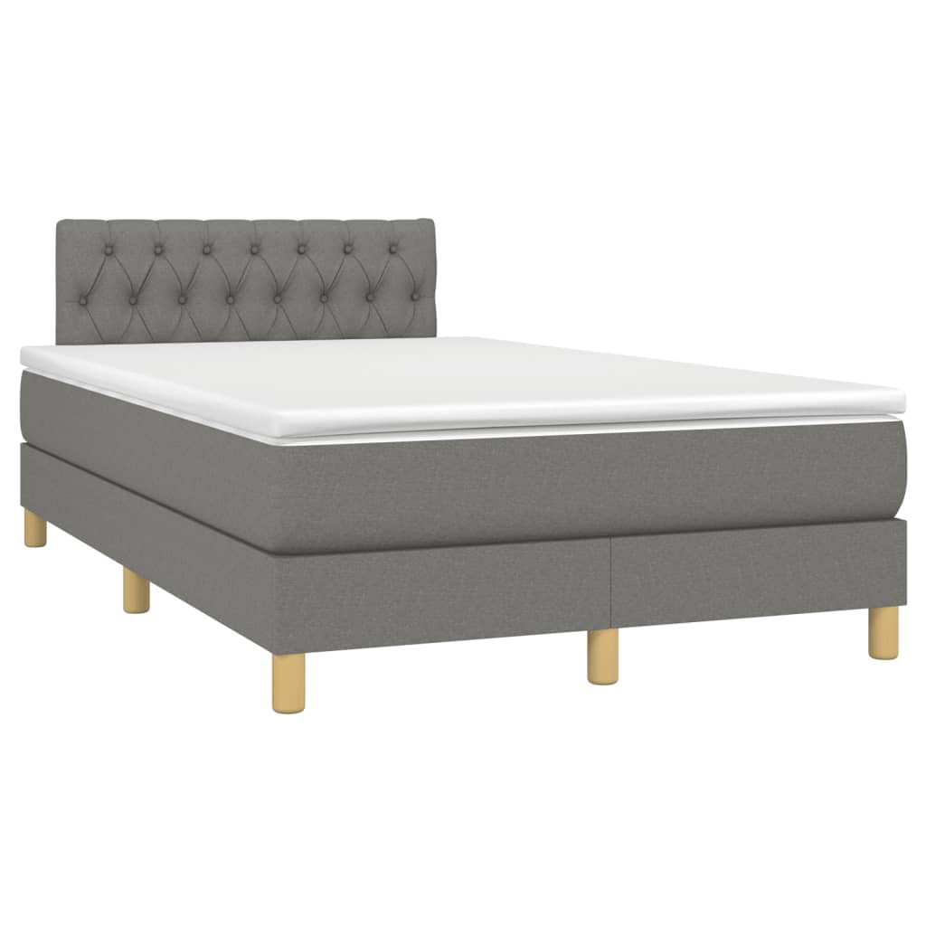 Krevet box spring s madracem LED tamnosivi 120 x 190 cm tkanina