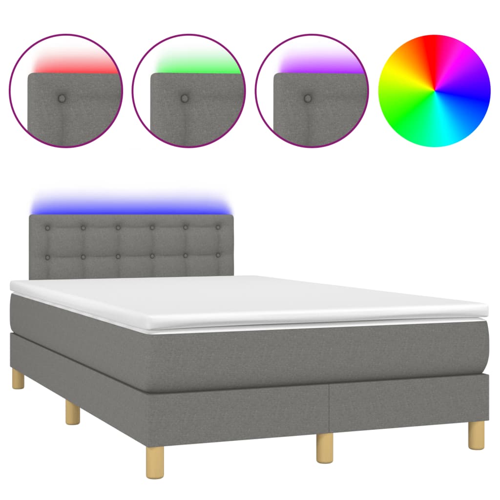 Krevet box spring s madracem LED tamnosivi 120 x 190 cm tkanina
