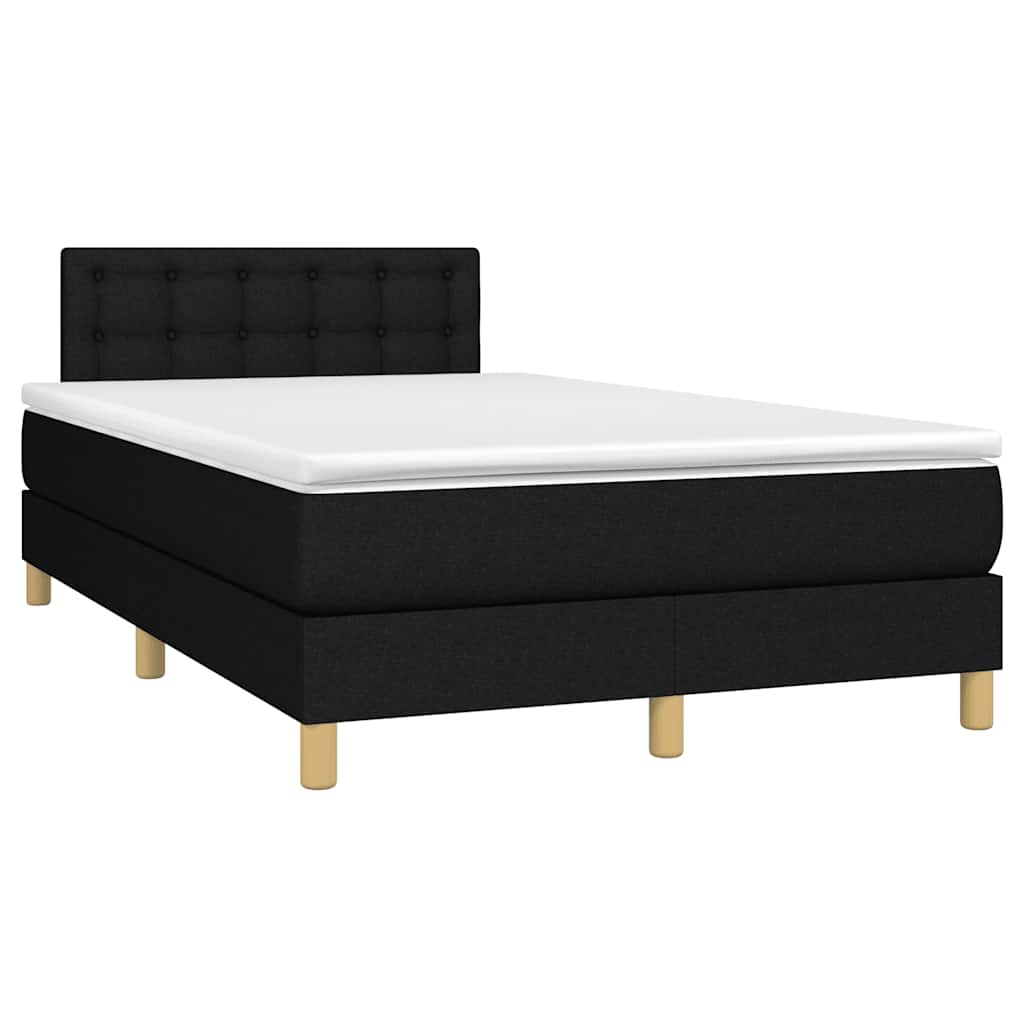 Krevet box spring s madracem LED crni 120 x 190 cm od tkanine