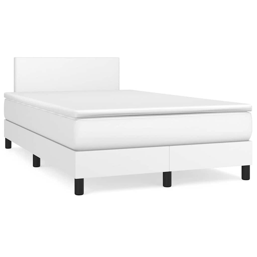 Krevet box spring s madracem LED bijeli 120x190 cm umjetna koža