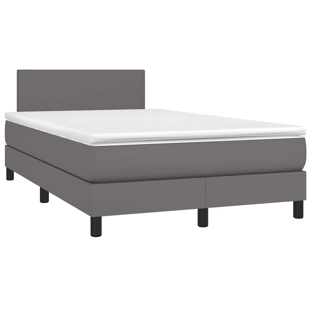 Krevet s oprugama i madracem LED sivi 120x190 cm umjetna koža
