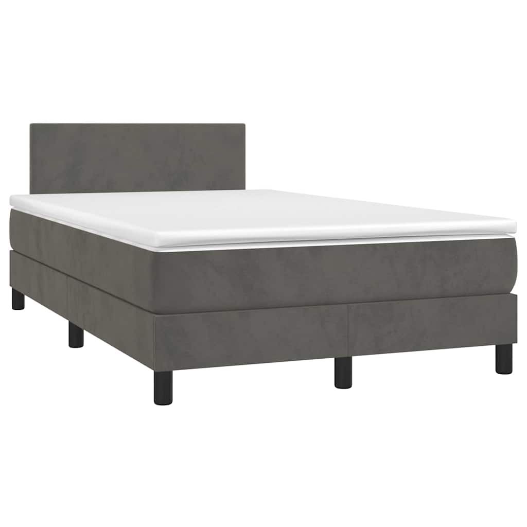 Krevet box spring s madracem LED tamnosivi 120 x 190 cm baršun