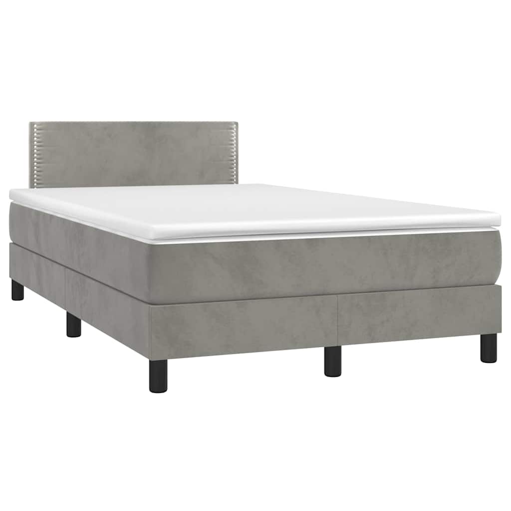 Krevet box spring s madracem LED svjetlosivi 120x190 cm tkanina