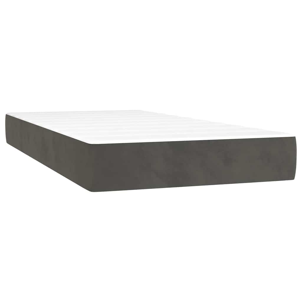Krevet box spring s madracem LED tamnosivi 120 x 190 cm baršun